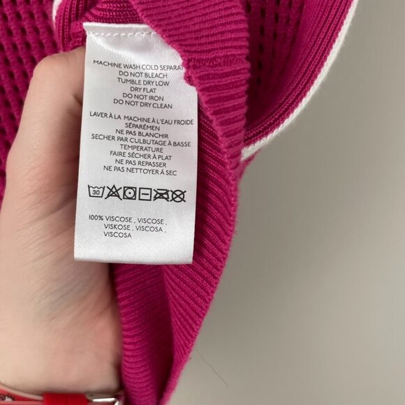 Anthropologie Sporty Mesh Crew Neck Sweater Tee Fuschia Size Small - Picture 4 of 6